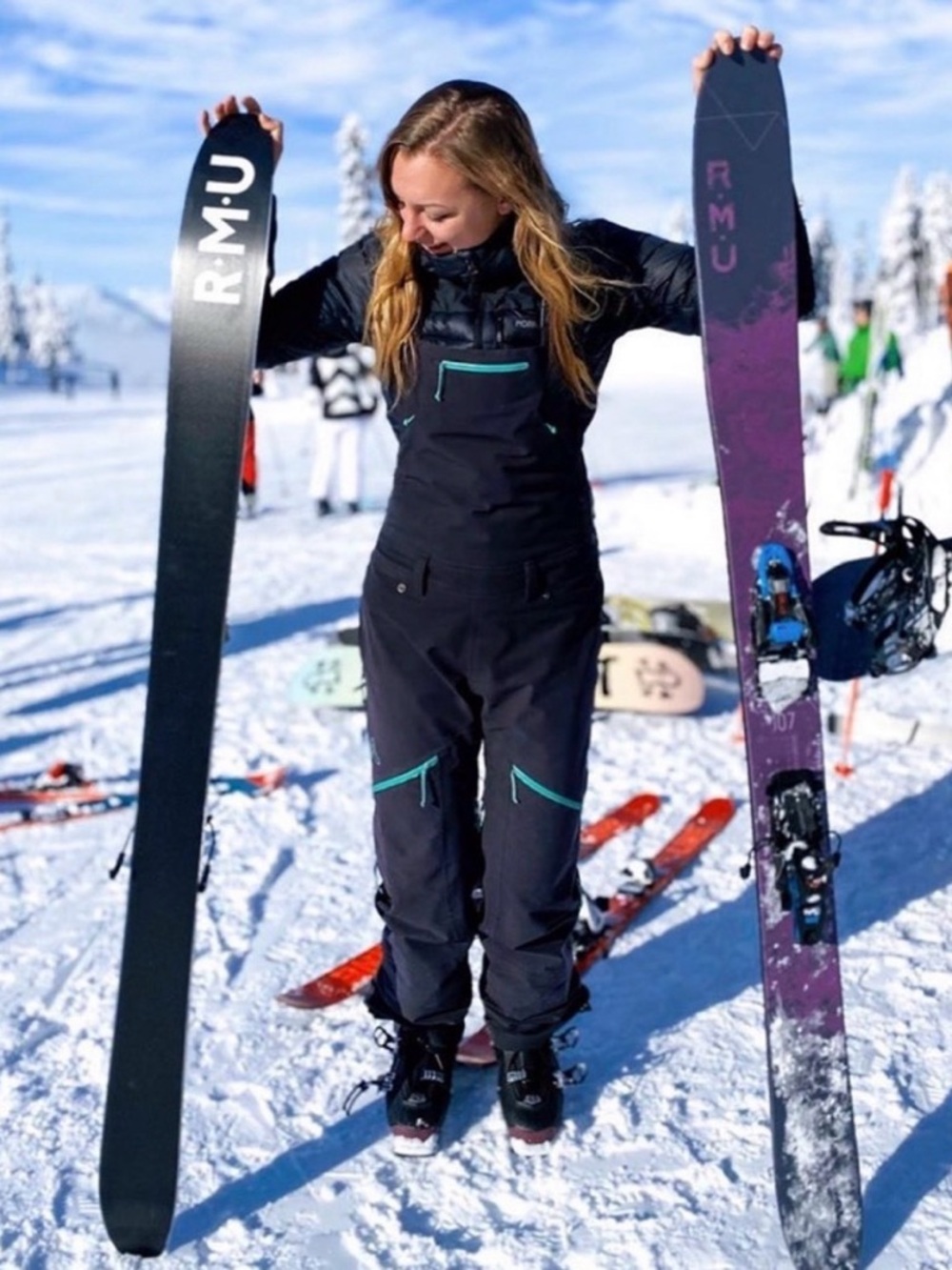 Flylow Foxy Bib Ski Pants - Tahoe Design Black and Blue